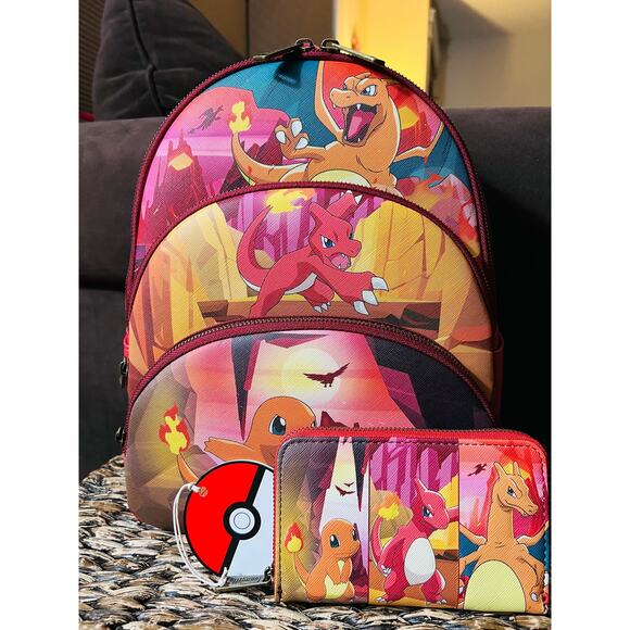 Loungefly Handbags - Loungefly Pokémon Charmander Evolutions Triple Pocket Backpack